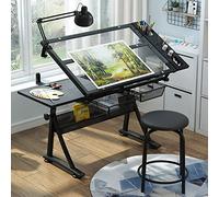 Mesa de artista con taburete Perfect Wortat Templado para 2 Ders inclinado, escritorio de dibujo para una óptima t y Creativi