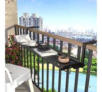 Mesa de balcón colgante de metal para exteriores, para barandillas, 1 mesa de 16 cm, ahorro de espacio, para balcones, patios y terrazas, color negro, 60 cm