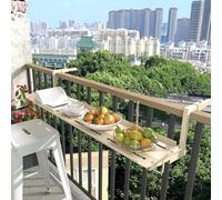 Mesa de balcón colgante para exteriores, mesa de balcón de metal para barandilla de 1 a 16 cm, ideal para patios y terrazas, color beige, diseño de ahorro de espacio para balcones pequeños