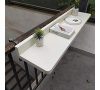 Mesa de balcón colgante plegable - 5 alturas ajustables que ahorra espacio, diseño montado en la pared para patio, jardín y barandilla - Compacto, portátil, fácil de instalar