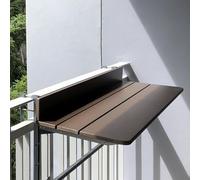 Mesa de balcón de altura ajustable para montar en la pared, mesa auxiliar plegable para espacios pequeños, perfecta para uso al aire libre, diseño de barandilla colgante, solución que ahorra espacio