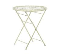 Mesa de balcón Hierro Verde Claro Metal Envejecido Plegable Redonda 70 cm Exterior Resistente a los Rayos UV Estilo Retro francés Bivio