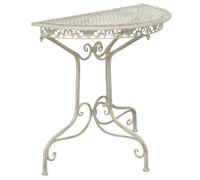 Mesa de balcón jardín hierro muebles blanco crema estilo antiguo semicircular