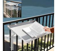 Mesa de balcón - Mesa de bar colgante para barandillas, 24 x 17 pulgadas, ideal para servir alimentos, estudiar y trabajar en espacios al aire libre