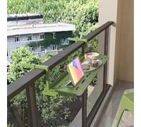 Mesa de balcón montada en la pared, mesa colgante de metal para balcones, se adapta a barandillas de 116 cm, ideal para patios al aire libre, patios y terrazas (beige 6)