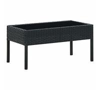 Mesa de balcón para exterior, mesa auxiliar para balcón, mesa baja de exterior, muebles de jardín, balcón, exterior, pequeña, negra, 75 x 40 x 37 cm, polirratán