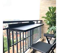 Mesa de balcón plegable ajustable - Mesa auxiliar montada en la pared para patio y barandilla - Diseño que ahorra espacio (blanco/negro) - perfecta para espacios pequeños y uso al aire libre