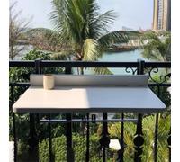 Mesa de balcón plegable ajustable, mesa de barandilla montada en la pared que ahorra espacio para uso al aire libre y patio, mesa auxiliar resistente a la intemperie, ideal para espacios pequeños
