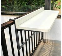 Mesa de balcón plegable con barandilla, mesa de patio al aire libre que ahorra espacio, resistente a la intemperie, diseño montado en la pared para espacios pequeños, duradera y elegante