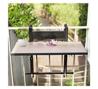 Mesa de balcón plegable de aleación ajustable, mesa auxiliar de barandilla de aluminio que ahorra espacio para patio, terraza, porche y techo, perfecta para la vida al aire libre y entretenimiento