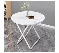 Mesa de balcón plegable portátil con soporte de metal y diseño de mesa de mármol, pequeña mesa de comedor redonda para cocina o mesa auxiliar de café, 70 cm, color: 1