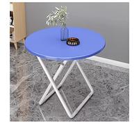Mesa de balcón plegable portátil con soporte de metal y diseño de mesa de mármol, pequeña mesa de comedor redonda para cocina o mesa auxiliar de café (tamaño: 60 cm, color: blanco)