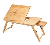 Mesa de bambú para portátil set de 2 55x28x35cm Orificios de ventilación y cajón