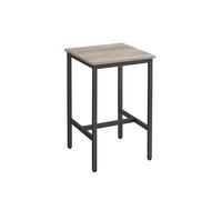 VASAGLE Mesa Alta, Mesa de Bar Cuadrada, Marco de Acero, 60 x 60 x 92 cm, Montaje Fácil, para Cocina, Salón, Estilo Industrial, Grege y Negro LBT025B02