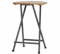 Mesa De BAR Ø78cm Madera de Pino Estante Acero Anguloso Revestido Plegable 110cm