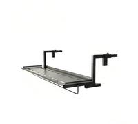 Mesa de bar ajustable para balcón, mesa de barandilla para colgar en la pared, mesa de balcón para uso al aire libre, color negro (35.4 x 9.8 pulgadas), perfecta para espacios pequeños y