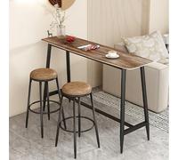 Mesa de bar alta industrial con 2 taburetes de 39.4 x 39.4 pulgadas, juego de comedor de cocina para apartamento, sala de estar, acabado marrón