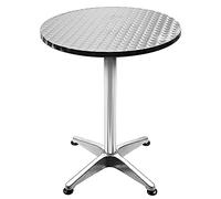 Mesa de Bar Bistro Ø 60cm Mesa de Altas en Acero Inoxidable y Aluminio, Mesa Alta Ajustable en Altura 70 o 110 cm, Exterior y Interior (Redonda)