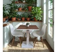 MESA DE BAR | BISTROT | RESTAURANT CUADRADA CON PIE CENTRAL 60/70/80 cm colores surtidos (CORTEN F287 EFECTO ÓXIDO - BLANCO, 60X60)