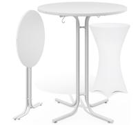 Mesa de bar blanca 110x70cm + funda de mesa de bar blanca Ø70cm