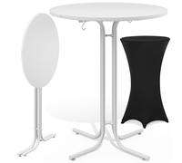 Mesa de bar blanca 110x70cm + funda de mesa de bar negra Ø70cm