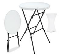 Mesa de bar blanca Ø72cm + funda de mesa de bar blanca Ø70cm