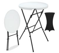 Mesa de bar blanca Ø72cm + funda de mesa de bar negra Ø70cm