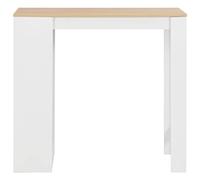 Mesa de bar con estante, color blanco, 110 x 50 x 103 cm | Botellero de 3 niveles, material de madera, 2 patas estables, ahorra espacio para apartamentos pequeños