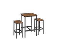 Mesa de Bar con Taburetes, Marrón Rústico, Negro