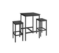 Mesa de Bar con Taburetes Negro Ébano y Negro Tinta