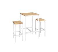 VASAGLE Mesa de Bar con Taburetes, Mesa Comedor con 2 Sillas, Mesa Cocina Pequeña, Taburetes de Barra, para Comedor, Cocina, Roble Dorado y Blanco Nube LBT017W09