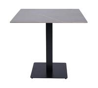 Mesa de bar cuadrada con tablero para exterior 70 x 70 cm de piedra sintética efecto cemento y base negra H106