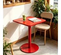 Mesa de bar cuadrada, mesa de comedor de restaurante moderna para cafetería, tienda de té con leche, mesas auxiliares con asiento de tarjeta contra la pared para 2-4 personas, rojo(48x48x72cm)