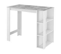 Mesa de bar danderyd con 3 estantes aglomerado 120x60x106 cm blanco / efecto hormigón [en.casa]