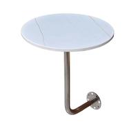 Mesa de bar de acero inoxidable Mesa de centro redonda pequeña for pub, mesa auxiliar de sofá, escritorio de bar con tablero de losa de roca y barra de soporte de metal.(White a,40*45cm/15.8*17.7in)