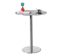 Mesa de bar de acero inoxidable, mesa de ocio, mesa redonda de cocina, mesa de comedor, mesas auxiliares de sofá elegantes para jardín bistró cafetería área de recepción, mesa alta con base de metal (
