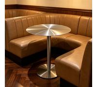 Mesa de bar de acero inoxidable para exteriores, mesa redonda de mostrador alto con base antideslizante, diseño circular para cafetería, hogar, comedor, 50 cm de diámetro