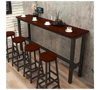 Mesa de bar de madera para el hogar, bar o cocina, altura de comedor, consola rectangular moderna, mesa de sofá, diseño largo y estrecho (tamaño: 120 x 30 x 100 cm, color: teca)