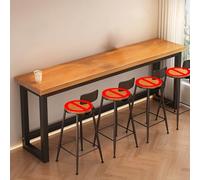 Mesa de bar - Diseño rectangular de madera maciza, base de caballete de borde vivo, ideal para espacios pequeños, mesa de comedor con altura de barra para ventana