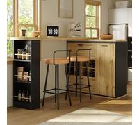 Mesa de bar extensible con espacio de almacenamiento, isla de cocina de | Mesa alta móvil con cajón, estantes y placa giratoria para cocina, comedor y oficina en casa