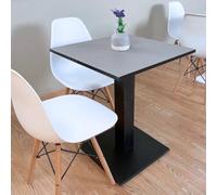 Mesa de Bar Genérico | Mesa de Bistro | cuadrada con pata central 60/70/80 cm Arena FT62 aspecto de tela - Negro, 80 x 80 cm