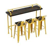 Mesa de bar industrial con taburetes, diseño de altura de mostrador, parte superior de madera rústica, marco de tubo de metal, ideal para bares, islas de cocina y asientos modernos de café