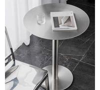 Mesa de Bar Mesa de Bistro Mesa de Bar Redonda Mesa de Desayuno Tablero de Acero Inoxidable de 40 cm/50 cm, Mesas de Pub Bistro con Base de Metal, Mesa Alta de Comedor para Pub Que Ahorra Espacio, f
