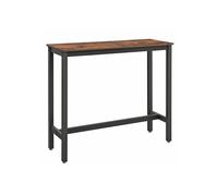 VASAGLE Mesa de Bar, Mesa de Cocina Rectangular Estrecha, Mesa Alta con Marco de Metal Robusto, 120 x 40 x 100 cm, Montaje Sencillo, Diseño Industrial, Marrón Rústico y Negro LBT12X