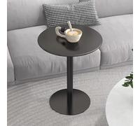 Mesa de bar moderna negra, mesa auxiliar pequeña con tablero sólido y base de metal, mesa de centro circular, mesa de cóctel para bistró, hogar, cocina, comedor, dormitorio y balcón.(60x60x72cm)