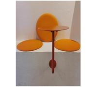 Mesa de bar montada en la pared, pequeña mesa de café de hierro forjado tipo L, mesa redonda de mediados de siglo, escritorio de comedor para cafetería y oficina (naranja, 45 x 40 cm), diseño que