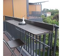 Mesa de bar para balcón al aire libre para barandilla, mesa auxiliar plegable colgante con altura ajustable