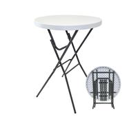 Mesa De BAR para Fiesta Bistro Plegable Ø 80CM 110CM en Blanco