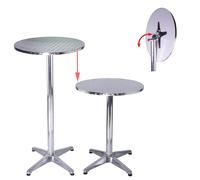 Mesa De BAR para Fiesta Jardín Aluminio Plegable Bistro Altura Regulable Ø60cm