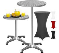 Mesa de bar plata 115x60cm + funda de mesa de bar gris Ø60cm